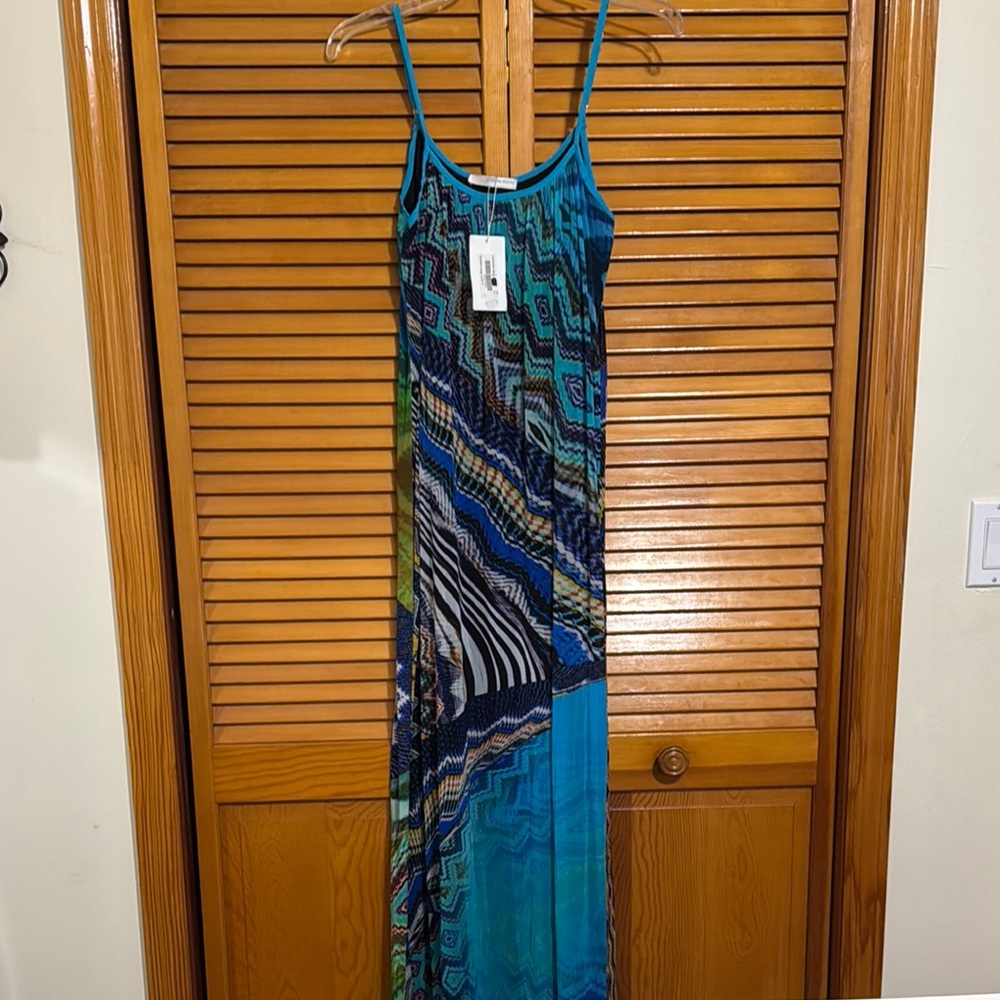 Lavender Brown Blue Maxi Sundress Spaghetti Strap Resort Wear